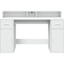 vidaXL - Bureau - Wit - Bewerkt hout - 140 x 55 x 91 cm