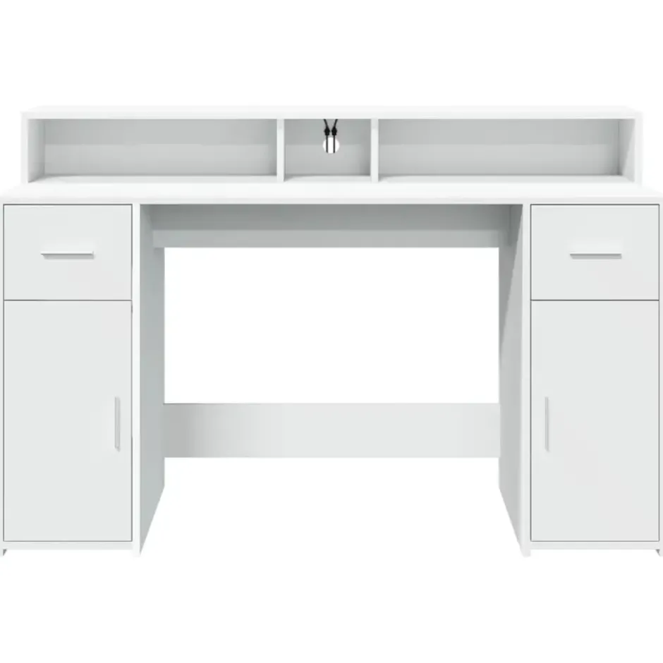 vidaXL - Bureau - Wit - Bewerkt hout - 140 x 55 x 91 cm
