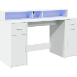 vidaXL - Bureau - Wit - Bewerkt hout - 140 x 55 x 91 cm