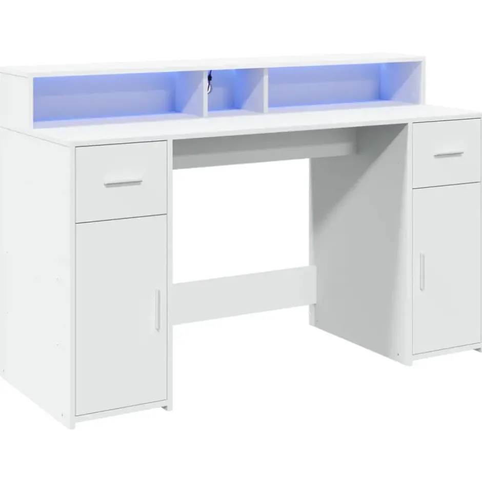vidaXL - Bureau - Wit - Bewerkt hout - 140 x 55 x 91 cm
