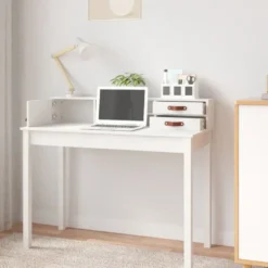 vidaXL - Bureau - Wit - Grenenhout