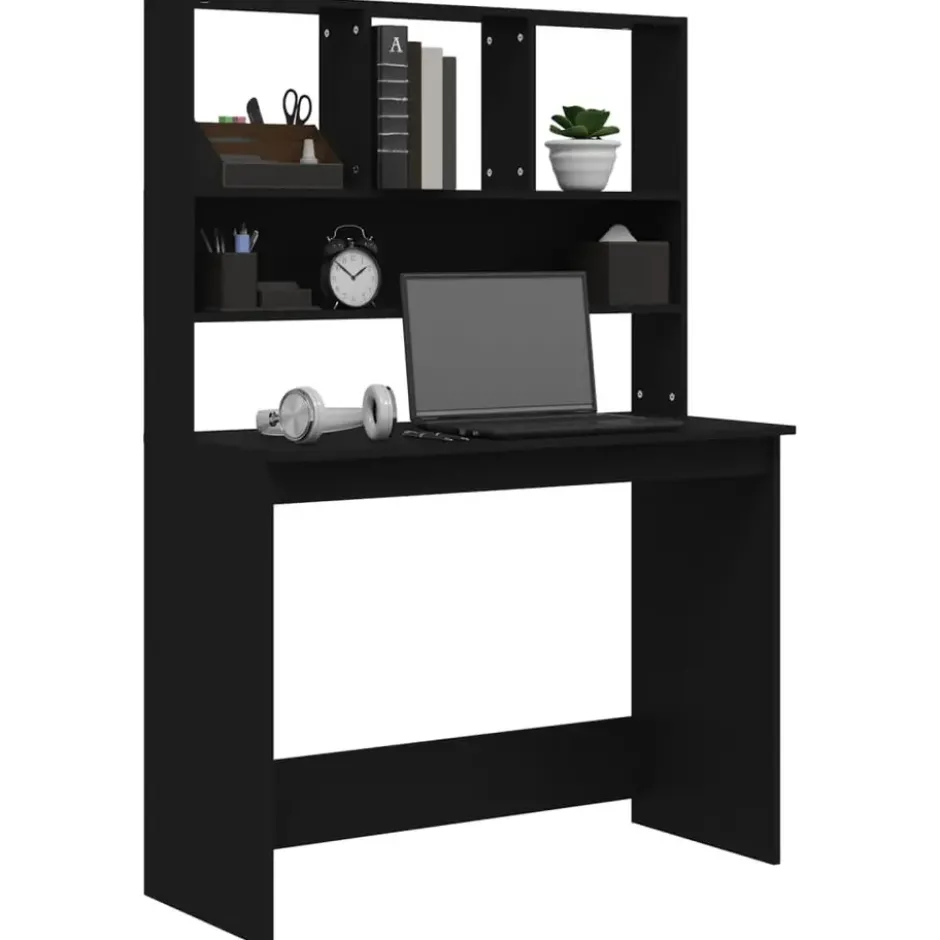 vidaXL - Bureau - Zwart - Bewerkt hout