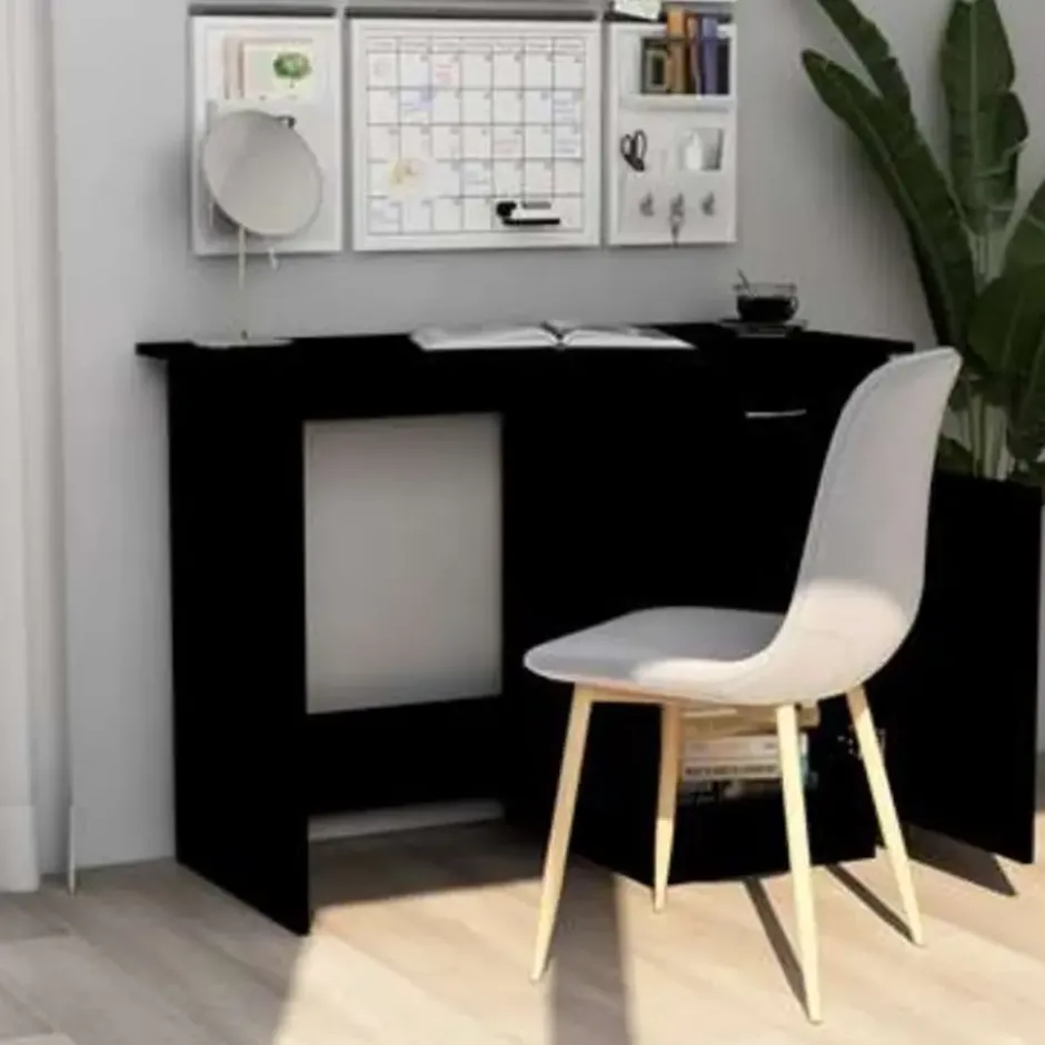 vidaXL - Bureau - Zwart - Bewerkt hout
