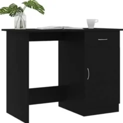 vidaXL - Bureau - Zwart - Bewerkt hout
