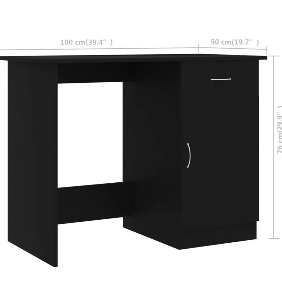 vidaXL - Bureau - Zwart - Bewerkt hout