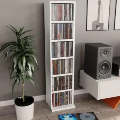 vidaXL - Cd-kast - Wit - Bewerkt hout