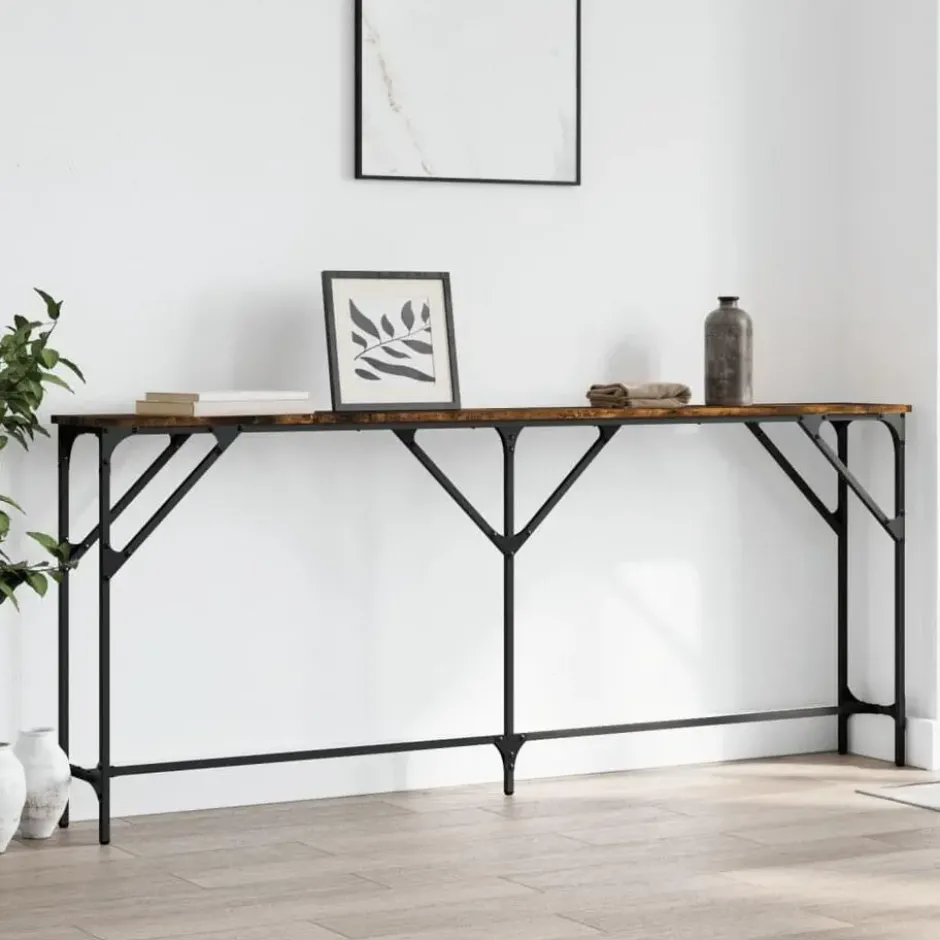 vidaXL - Consoletafel - Gerookt eiken - Bewerkt hout - 180x23x75 cm