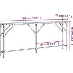 vidaXL - Consoletafel - Gerookt eiken - Bewerkt hout - 180x23x75 cm