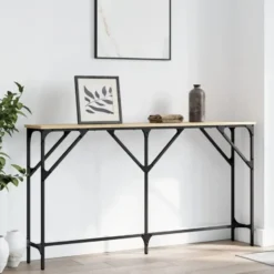 vidaXL - Consoletafel - Sonoma eiken - Bewerkt hout - 140x23x75 cm