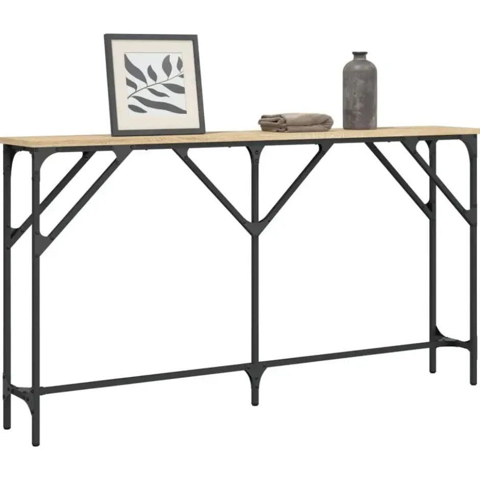 vidaXL - Consoletafel - Sonoma eiken - Bewerkt hout - 140x23x75 cm