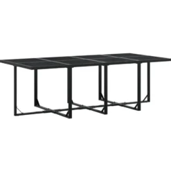 vidaXL - 9-delige inklapbaar Tuinset gris kussens -Zwart textileen - 220x107 cm