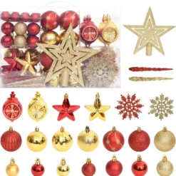 vidaXL 108-delige Kerstballenset goud en rood
