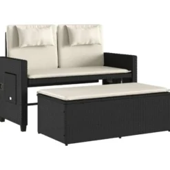 vidaXL - 2-delige Loungebanken Verstelbare met crème kussens - 113x61x87 cm