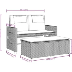 vidaXL - 2-delige Loungebanken Verstelbare met crème kussens - 113x61x87 cm