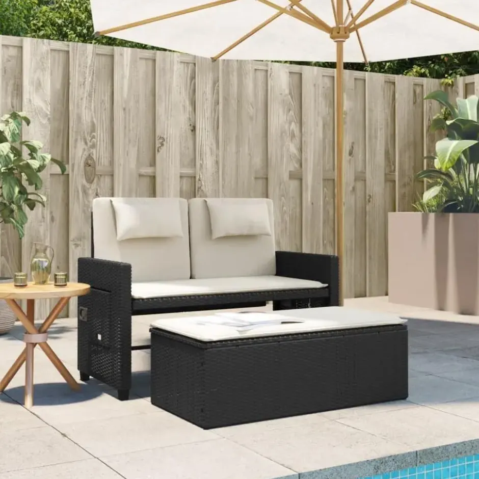 vidaXL - 2-delige Loungebanken Verstelbare met crème kussens - 113x61x87 cm