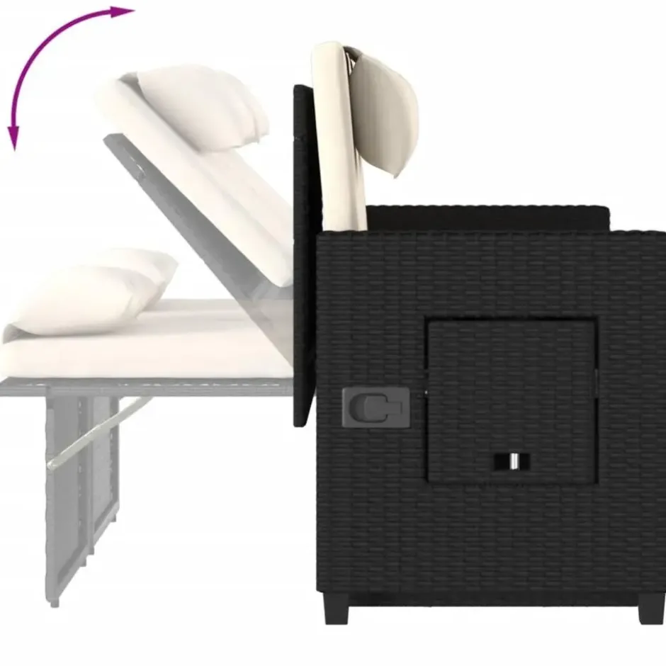 vidaXL - 2-delige Loungebanken Verstelbare met crème kussens - 113x61x87 cm