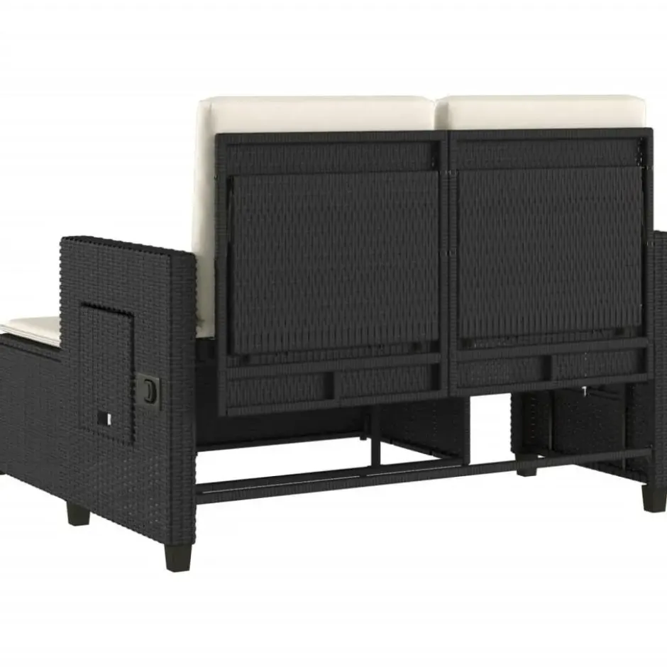 vidaXL - 2-delige Loungebanken Verstelbare met crème kussens - 113x61x87 cm