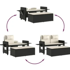 vidaXL - 2-delige Loungebanken Verstelbare met crème kussens - 113x61x87 cm