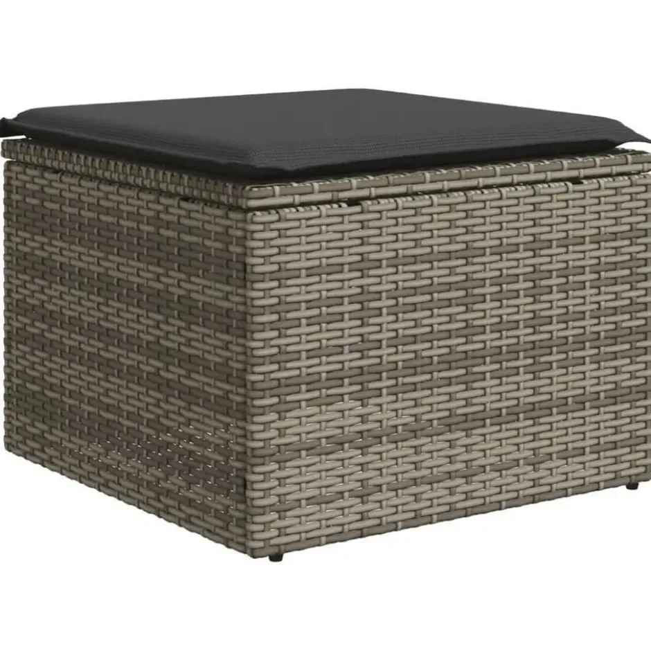 vidaXL 5-delige Loungeset kussens en kruk - hout armsteun & salontafel - Grijs
