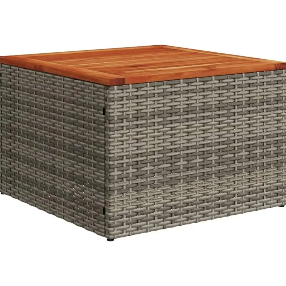 vidaXL 5-delige Loungeset kussens en kruk - hout armsteun & salontafel - Grijs