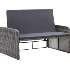 VIDAXL 2-delige Loungeset met kussens poly rattan grijs