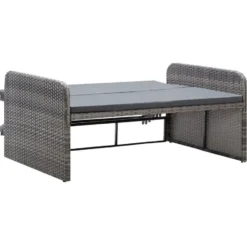 VIDAXL 2-delige Loungeset met kussens poly rattan grijs