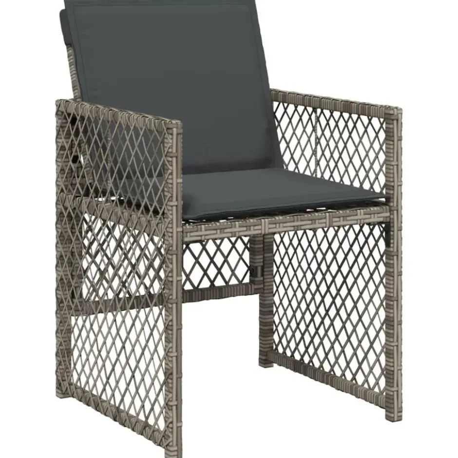 vidaXL - 5-delige Tuinset donkergrijs kussens - Grijs - PE rattan - 110x106 cm