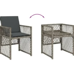vidaXL - 5-delige Tuinset donkergrijs kussens - Grijs - PE rattan - 110x106 cm