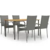 vidaXL - 5-delige Tuinset 4 fauteuils - Zwart - Textileen - 140x70 cm