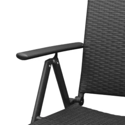 vidaXL - 7-delige Tuinset 6 fauteuils - Zwart PE rattan en aluminium - 160x80 cm