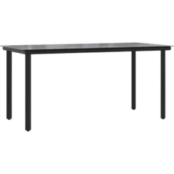 vidaXL - 7-delige Tuinset 6 fauteuils - Zwart PE rattan en aluminium - 160x80 cm