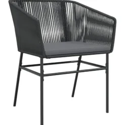 vidaXL - 5-delige Tuinset grijs kussens - Zwart PE rattan en staal - 140x70 cm
