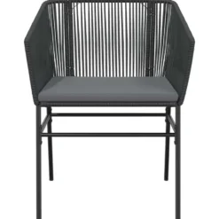 vidaXL - 5-delige Tuinset grijs kussens - Zwart PE rattan en staal - 140x70 cm