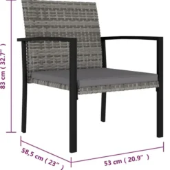 vidaXL - 5-delige Tuinset - Grijs - Poly rattan en glas - 70x70 cm