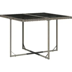 vidaXL - 7-delige Tuinset met donkergrijs kussens - PE rattan - 110x106 cm