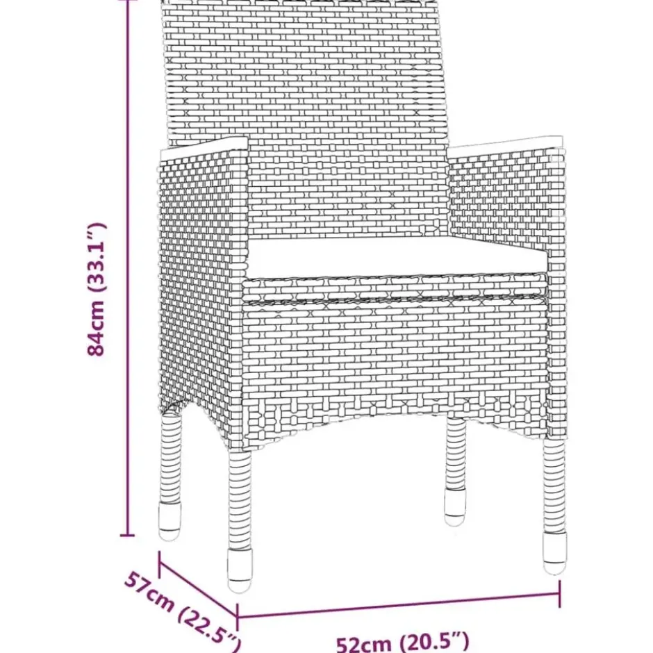 vidaXL - 5-delige Tuinset met kussens & armsteun - Zwart poly rattan - 140x70 cm