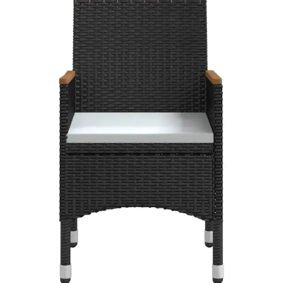 vidaXL - 5-delige Tuinset met kussens & armsteun - Zwart poly rattan - 140x70 cm