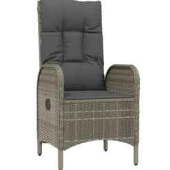 vidaXL - 9-delige Tuinset met kussens - Grijs - PE-rattan en glas - 200x80 cm
