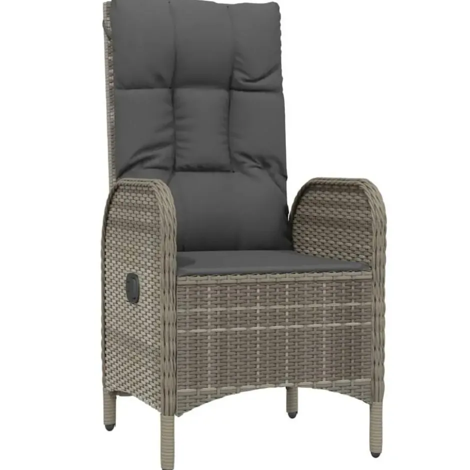 vidaXL - 9-delige Tuinset met kussens - Grijs - PE-rattan en glas - 200x80 cm