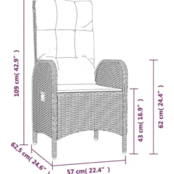 vidaXL - 9-delige Tuinset met kussens - Grijs - PE-rattan en glas - 200x80 cm