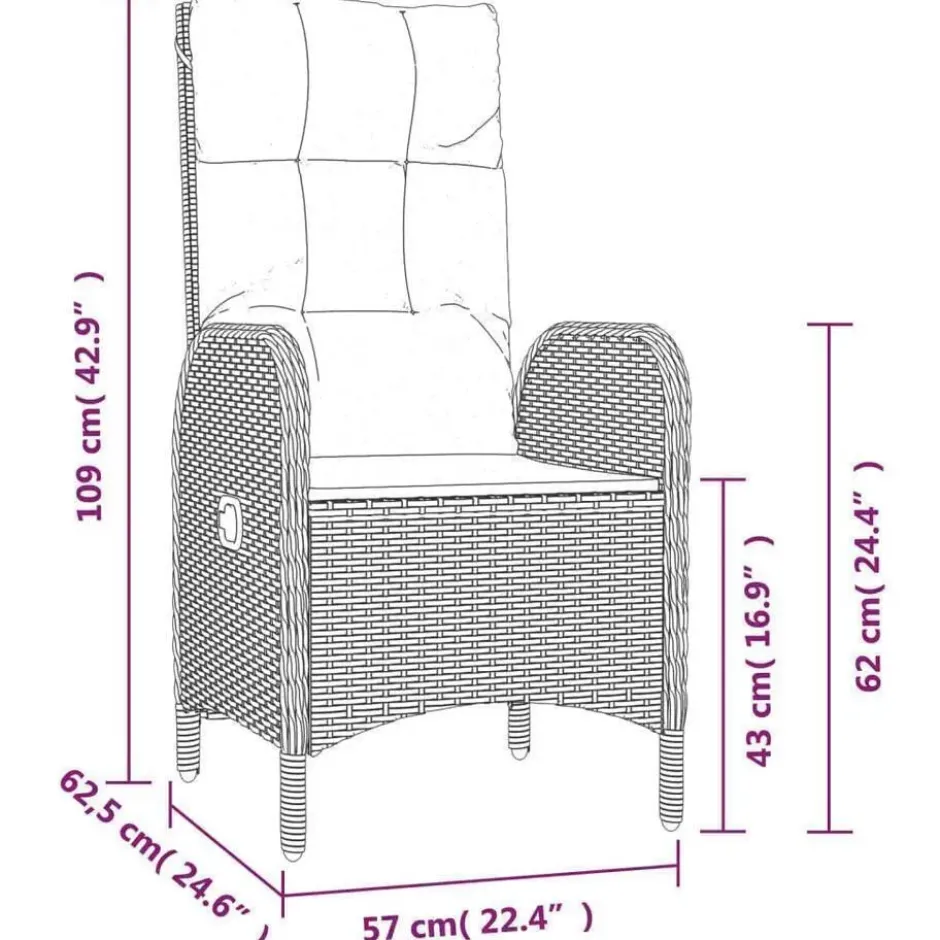 vidaXL - 9-delige Tuinset met kussens - Grijs - PE-rattan en glas - 200x80 cm