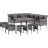 vidaXL - 6-delige Tuinset met kussens 4 krukken - Grijs - PE-rattan - 90x90 cm
