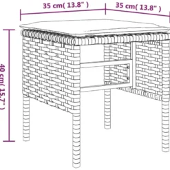 vidaXL - 6-delige Tuinset met kussens 4 krukken - Grijs - PE-rattan - 90x90 cm