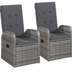 vidaXL - 7-delige Tuinset met kussens 6 grijs verstelbaar stoelen - 200x100 cm