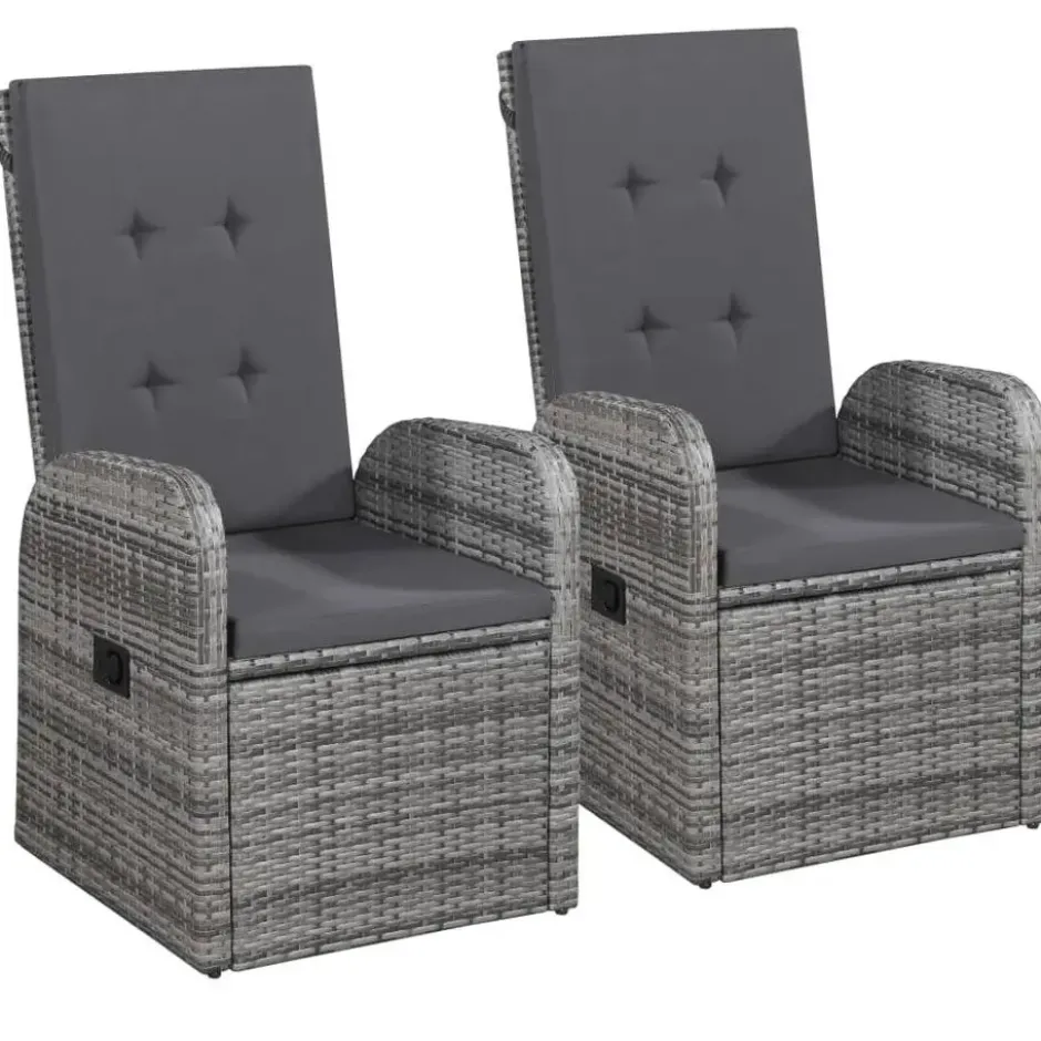 vidaXL - 7-delige Tuinset met kussens 6 grijs verstelbaar stoelen - 200x100 cm