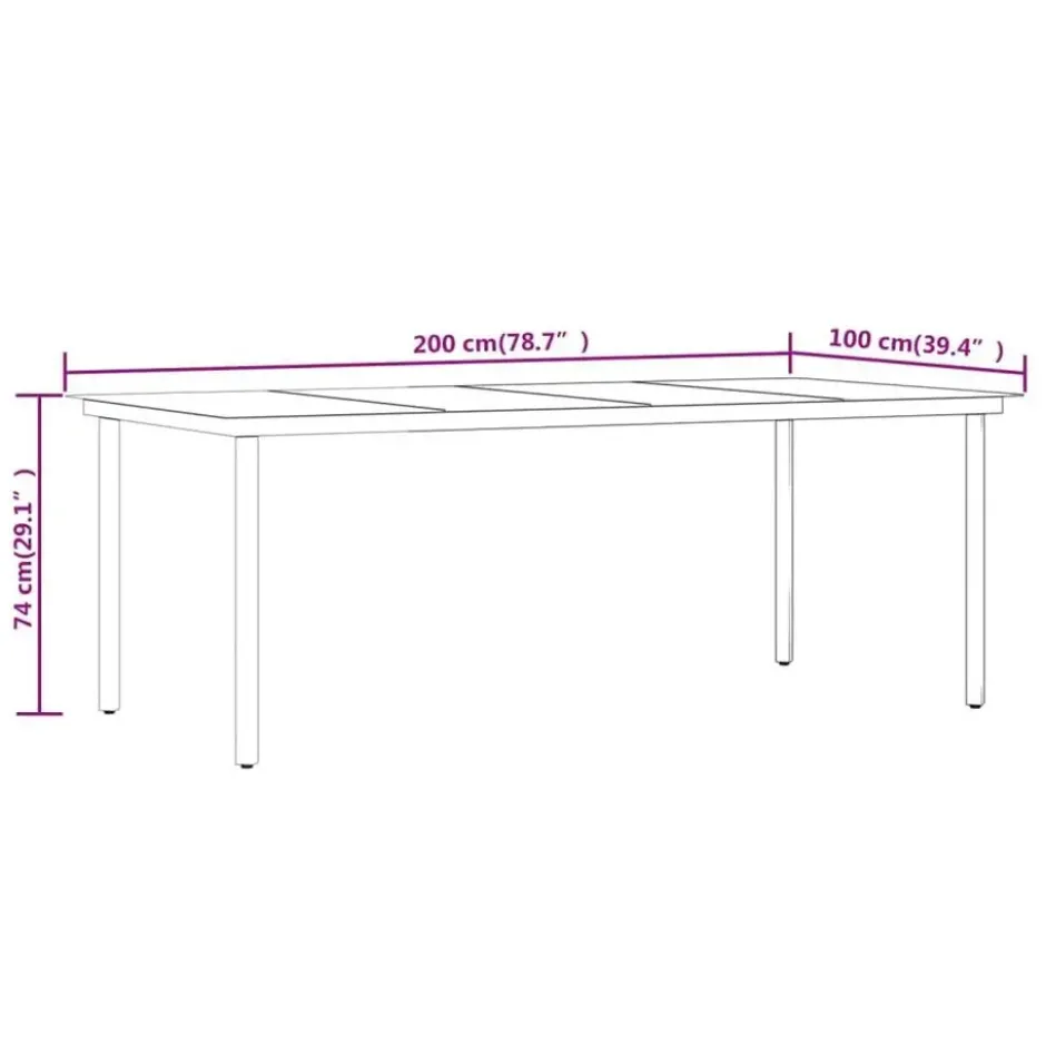 vidaXL - 7-delige Tuinset met kussens 6 grijs verstelbaar stoelen - 200x100 cm