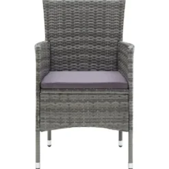 vidaXL - 7-delige Tuinset met kussens - Grijs - Poly rattan en HKC - 185x90 cm
