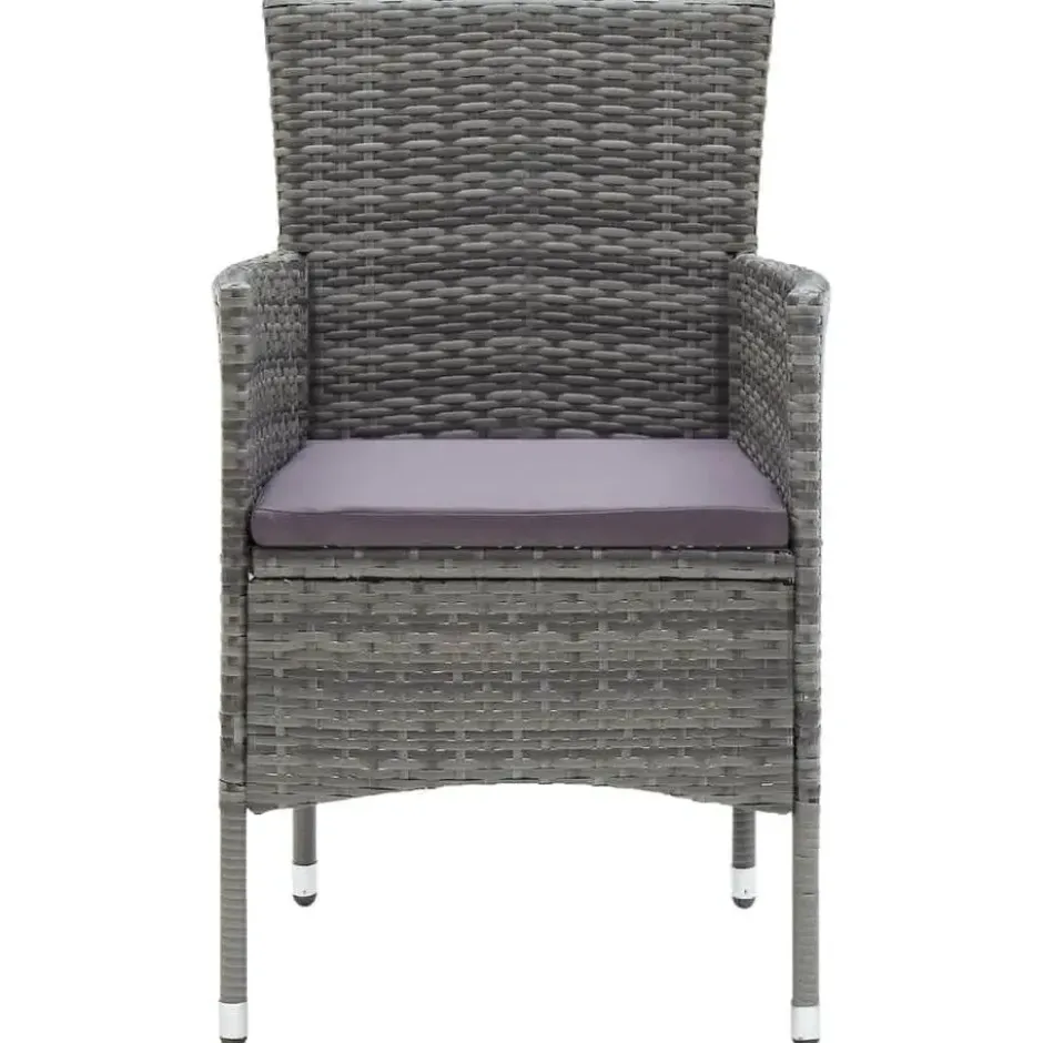 vidaXL - 7-delige Tuinset met kussens - Grijs - Poly rattan en HKC - 185x90 cm