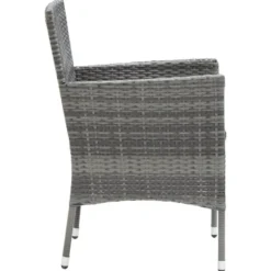 vidaXL - 7-delige Tuinset met kussens - Grijs - Poly rattan en HKC - 185x90 cm