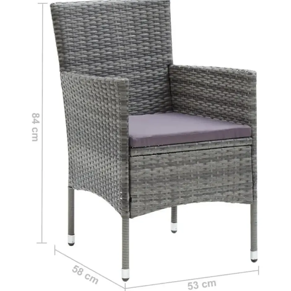 vidaXL - 7-delige Tuinset met kussens - Grijs - Poly rattan en HKC - 185x90 cm